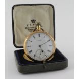 18ct Gold open face pocket watch by Thomas Russell & Son, Liverpool, hallmarked 'TR, Chester, 1907',