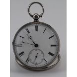 Silver open face pocket watch, hallmarked London 1916, the white dial with black roman numerals