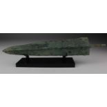 Bronze Age Dagger with Ribbed Section, C. 1200 - 800 B.C. Ancient Greek. Cast bronze dagger with