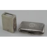 Two Engine turned silver items comprising a match case hallmarked G & Co. Ltd. London 1955 with a