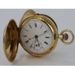 Mid-size 18kt cased full hunter pocket watch, stamped inside "The Wilka Minute Repeater". The