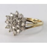 9ct Gold Ladies Diamond Cluster Ring 0.50ct weight size n weight 2.6g