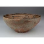 Indus Valley Large Pottery Bowl, C. 3300 - 2000 B.C. Harappan Culture Terracotta Bowl with Lion,