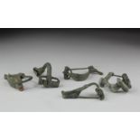 Lot of 5 Celtic and Roman Bronze Brooches, ca. 200 - 400 A.D. Knee, Trumpet and other brooches.