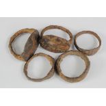 Lot of 5 Roman Iron Slave Rings, C. 100 A.D. Complete original condition. Oxidised Iron. 16-22 (