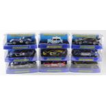 Scalextric. Nine boxed Scalextric models, comprising Jaguar XKR GT3 (C3131); Mini Police Car (
