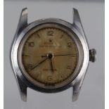 Gents stainless steel cased Rolex Oyster Speed King wristwatch, the cream dial with baton and Arabic