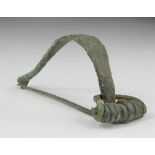 Roman Legionary Bow Type Fibula , ca. 200 - 300 AD. Intact with restored pin and nice ancient