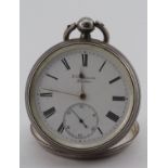 Gents silver cased open face pocket watch by Benson "The Ludgate watch". Hallmarked London 1888. The