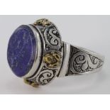 Post Medieval Silver Ring with Blue Cabochon in Bezel, post Medieval, c. 19th-20th Century Silver