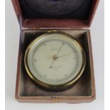 Negretti & Zambra brass compensated barometer (no. 17564), old tape marks to reverse, contained in