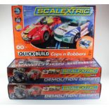 Scalextric. Three Scalextric Quick Build boxed sets, comprising Cops n Robbers; Demolition Derby