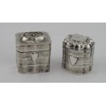 Two small silver Dutch boxes. Both bear Dutch hallmarks for 2nd. Standard (.833) and they appear