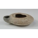 Ancient Roman decorated Oil Lamp , ca. 400 AD. Impressed floral/geometric decoration. Complete and