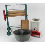 Collection of Childrens Washing toys, including Triang mangle, as well as buckets, wash board