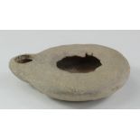 Ancient Roman decorated Oil Lamp , ca. 400 AD. Impressed floral/geometric decoration. Complete and