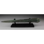 Bronze Age Dagger with Ribbed Section, C. 1200 - 800 B.C. Ancient Greek. Cast Bronze Dagger with