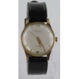 Gents "Rotary" 9ct cased wristwatch circa 1960, the cream dial with gilt baton / arabic markers,