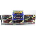 Scalextric. Seven boxed Scalextric models, including Classic Grand Prix, Club & Superslot ranges,