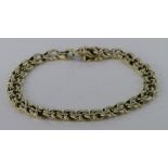 14ct yellow gold double link bracelet, weight 20.1g.