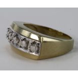 9ct Gold (tested) 5 stone Diamond Gents Ring 0.50ct weight size O weight 6.2g
