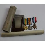 1915 Trio with casualty scroll casualty medal , letter, photo A F Grave to T4-108481 DVR A E