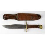 Modern large Bowie knife made by Carl Schieper, Germany. Broad heavy blade 8" marked 'BOWIE' & logo.