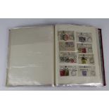 GB - Postal History & Postmark collection in old red binder, 2x reconstructed part sheets of 1d Reds