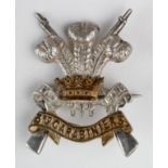 Badge - 3rd. Carabiniers silver & gilt Officer’s Cap Badge, pin fitting. Badge marked L & Co.