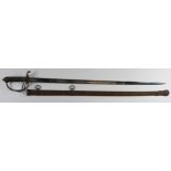 Sword 1822 pattern artillery officers blade engraved E G J Clapham Essex & Suffolk RGA.