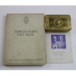 1914 Princess Mary gift tin with Princess Mary gift book and GRV and Princess Mary greeting card.