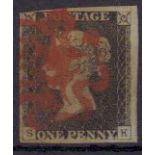 GB - 1840 Penny Black Plate 3 (S-K) three good margins, just touching N/W corner, no thins or