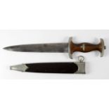 German WW2 SA Dagger with scabbard, blade maker marked 'Paul Seilheimer Solingen'.