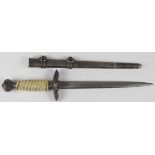 German WW2 Luftwaffe dagger with scabbard, an early post war copy, blade maker marked 'Paul