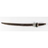 Japanese short sword (wakizashi) with very poor 47cm blade, with silver habaki bronze tsuba and