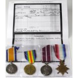 1914 Star Trio and GV Meritorious Service Medal to S-26732 Pte F W Atkins ASC (later Cpl-A.Sjt). MSM