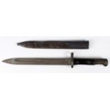 Bayonet: Austrian WW1 Model 1912 Export Mauser in its steel scabbard (dented) with missing frog