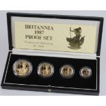 Britannia four coin set 1987 (£100, £50, £25 & £10) aFDC boxed as issued