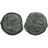 Antoninus Pius bronze drachm of Alexandria, Egypt, obverse:- Laureate, draped and cuirassed bust,