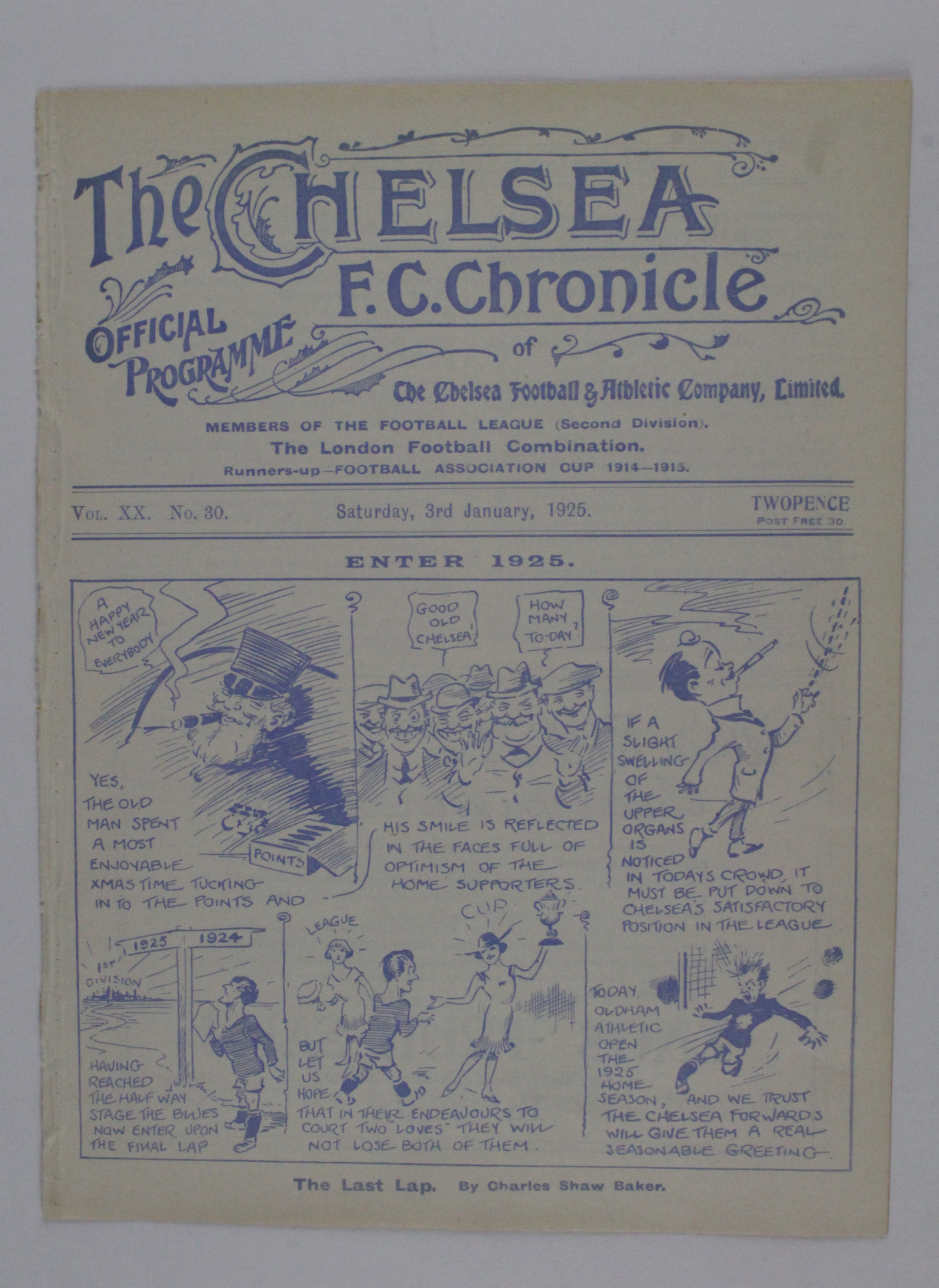 Chelsea v Oldham 3/1/1925 Div 2