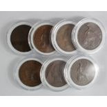 GB Pennies (7): Victorian copper 1841-1857 various GF to nEF, all housed in capsules.