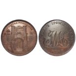 Conder, Ipswich, Suffolk, 18th. century, copper penny, obverse:- Gateway to Wolsey's College,