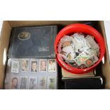 Crate containing quantity of cards in sets, part sets & odds, includes many modern pages with