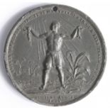 British Commemorative Medallion, pewter d.43.5mm: 'In Commemoration of the Extinction of Colonial