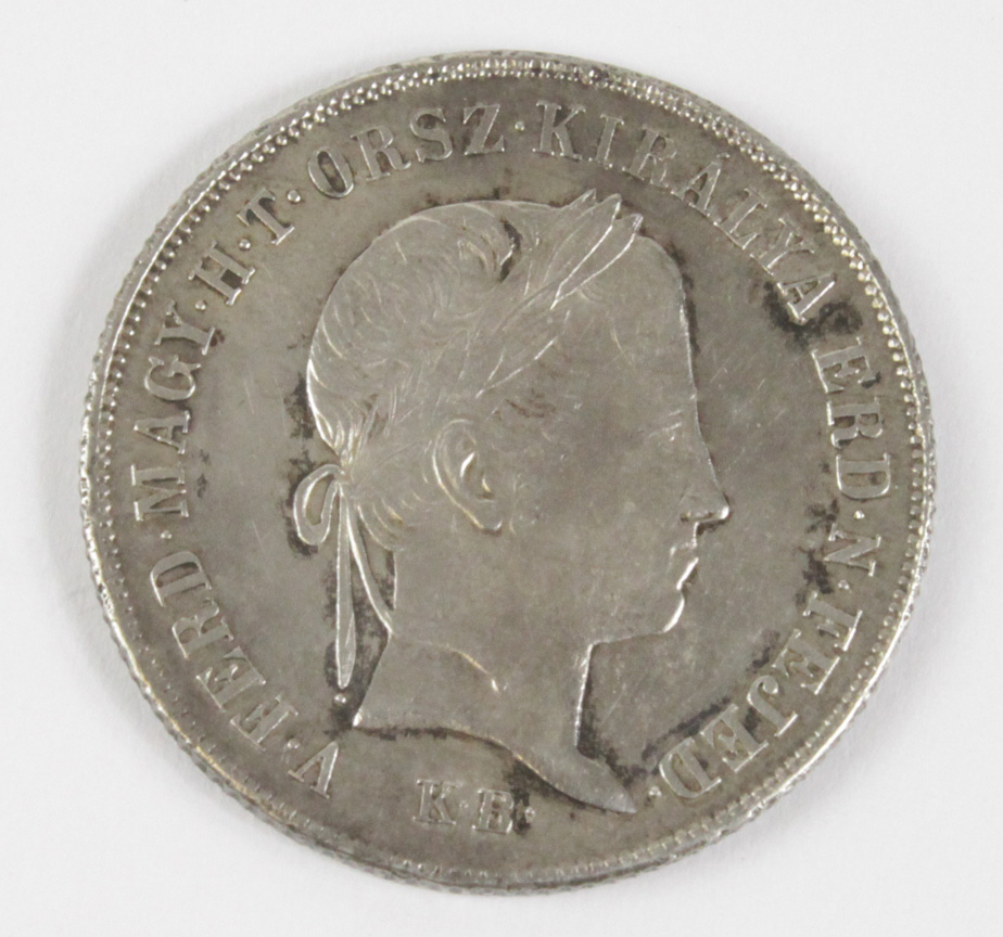 Hungary Ferdinand V 1848 (0.500) silver 20 Krajczar, probably EF condition - is a little dirty. - Image 2 of 2