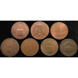 Norfolk, Norwich, 18th. century copper halfpenny tokens, D&H 21, with D&H 22a, with D&H 22b, with