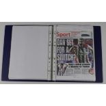 Southampton FC 2010/2011 blue binder inc Team Sheets, Tickets, cuttings, many signed Oxlade-