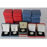 GB One Pound Silver Proofs (34) Standard 1983x2, 84, 85 then 1988 - 2001 along with Piedforts