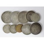 South Africa (10) 19thC, all Kruger silver except one bronze imitation Pond, mixed grade.