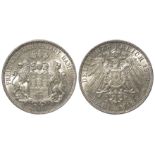 Germany, Hamburg, silver 3 marks 1913J, aUnc
